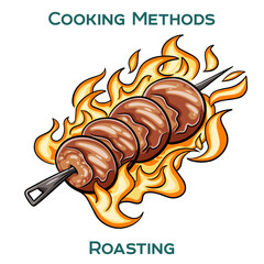 Roasting. Cooking methods. Hand-drawn vector illustration.