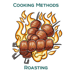 Roasting. Cooking methods. Hand-drawn vector illustration.