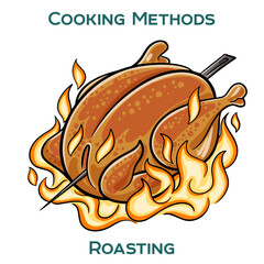 Roasting. Cooking methods. Hand-drawn vector illustration.