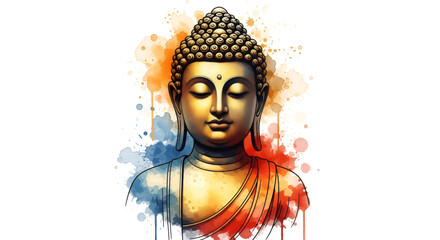 Lord buddha mediate watercolor style background 