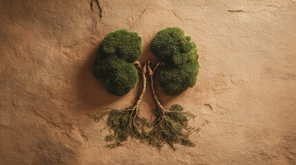 Two moss kidneys made of lush Riccia fluitans