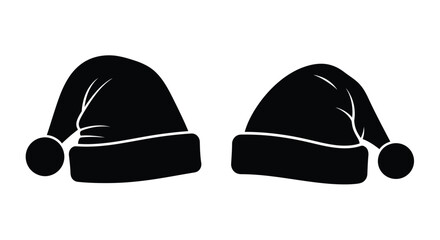 Two black santa hats simple graphic illustration for festive designs
