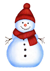 Snowman watercolor illustration for cards, invitations