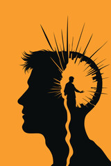 Surreal silhouette artwork showing a person facing their inner self, symbolizing healing, trauma recovery, and self-reflection. A powerful visual metaphor for mental strength and personal growth.