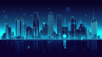Neon City Skyline at Night