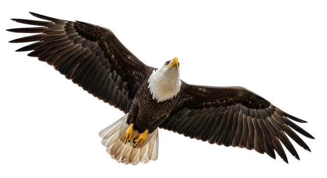 Isolated bird of prey, American bald eagle gliding through the air, wildlife photography - Powered by Adobe