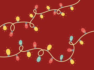 String lights with red background