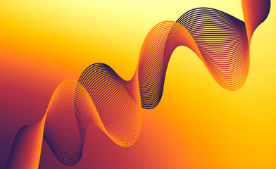 Dynamic flowing wave abstract digital background, warm gradient lines