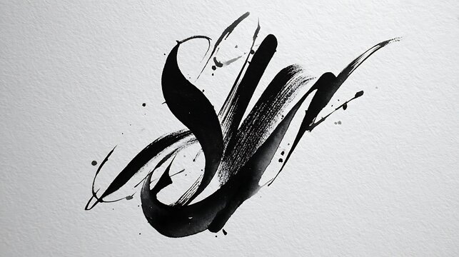 Abstract black and white ink texture pattern with winter season concept