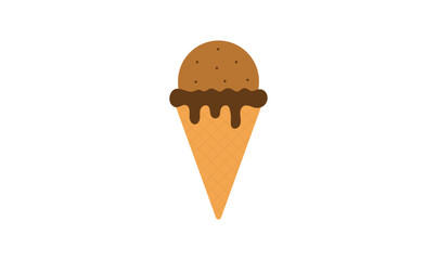 Chocolate cone ice cream vector style.