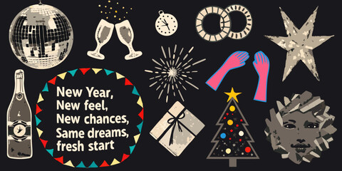 New year s eve celebration with festive elements and positive affirmations