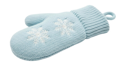 Isolated knitted mitten with snowflakes design for winter wear fashion accessory protection