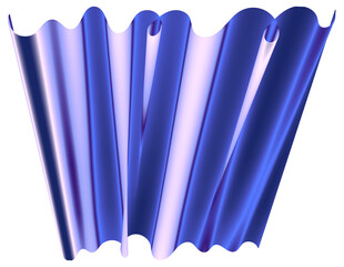 Abstract 3d render wavy shiny blue and lavender shapes, fluid dynamic graphic element