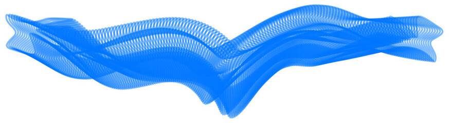 Blue abstract wave curve pattern, flowing transparent mesh lines