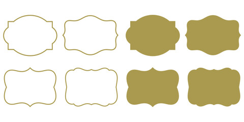 Vintage decorative label frames collection – Vintage-style label frames in outline and solid versions, ideal for product packaging, crafts, printable stickers, invitations, and elegant branding.