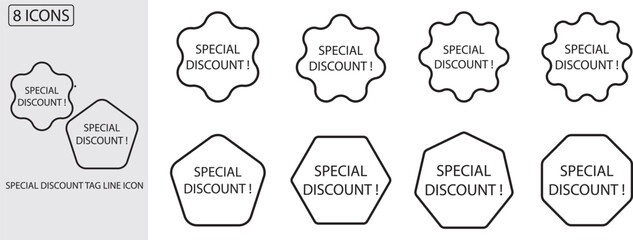8 special discount tag line icon. discount line icon. vektor