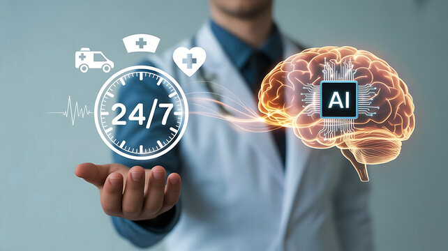 AI powered healthcare and telemedicine 247 assistance from medical professionals concept