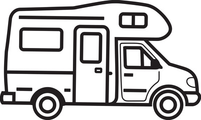 Line Art Drawing of a Camper Van RV Recreational Vehicle untitled illustration