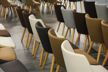 Empty Conference Chairs in Modern Meeting Room – Professional Corporate Atmosphere and Business Event Preparation