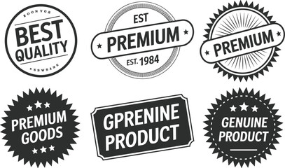 Premium Quality Product and Genuine Goods Labels vector illustration