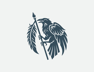 Obraz premium Warrior Crow Spear Logo