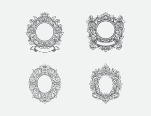 abstract floral carving decoration frame design illustration