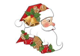 Holiday Aesthetic Collage Cutout of Santa Formed by Vintage Christmas Motifs