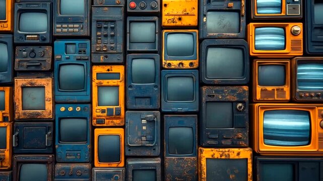 Retro TVs A stacked display of vintage technology