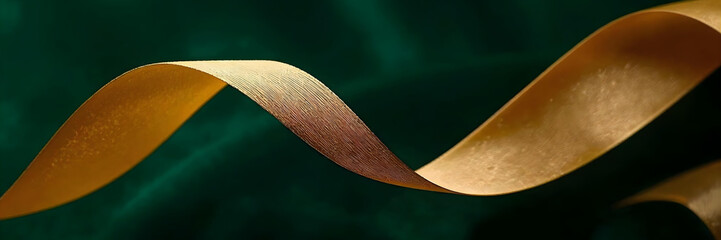  Regal Twist: Golden Ribbon Against a Sumptuous Emerald Backdrop