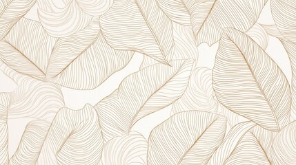 Elegant golden line art of leaves pattern