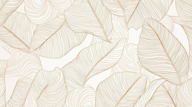 Elegant golden line art of leaves pattern - Powered by Adobe
