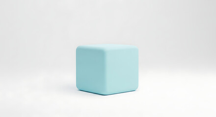 Soft blue cube shape with rounded edges against a transparent background