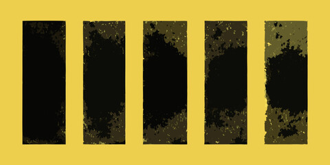 Abstract rectangular panels with textured dark infill on a yellow background