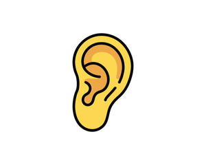 Illustration of a yellow ear isolated on a white background, human anatomy