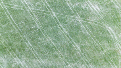 Fresh Mowed Field Light Frost Aerial Early Winter