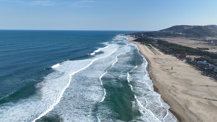 동해의 겨울 바다 풍경 드론 사진
