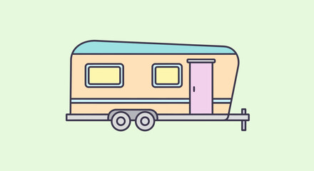 Adorable vintage camper ready for summer adventures, perfect for travel bloggers, camping enthusiasts, and creating a sense of wanderlust and freedom