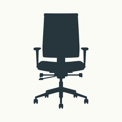 Silhouette of a modern ergonomic office chair on a clean white background.