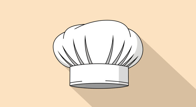 Chef's hat illustration conveys culinary expertise, perfect for restaurant menus, cooking blogs, and food industry branding, a professional culinary symbol