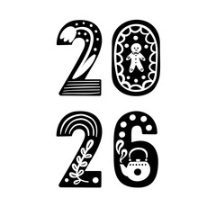 Cute scandinavian style numbers. 2026 lettering vector