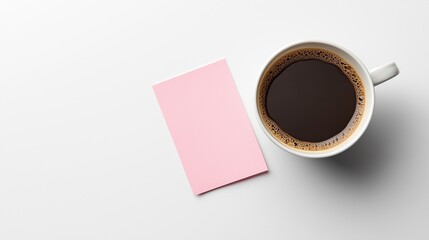 Minimalist Flat Lay of Coffee Cup with Motivational Note Card