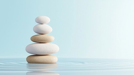 Serene Minimalist Wellness Concept with Calm Water and Stones