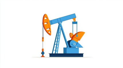 Minimalistic Flat Illustration of an Oil Pump Jack in Vibrant Colors