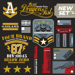 Collection of vintage and modern graphic design elements for apparel