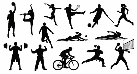 Collection of Silhouettes Representing Diverse Sports and Athletic Activities.