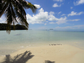 Sunny beach and low tide in Carp island, Palau