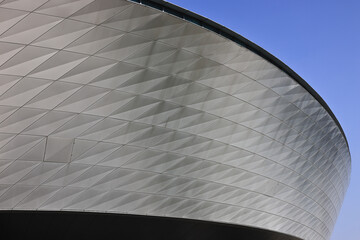 Modern architecture with geometric facade
