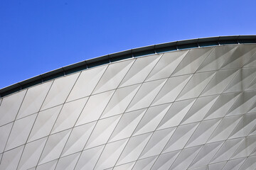 Modern architecture with geometric facade
