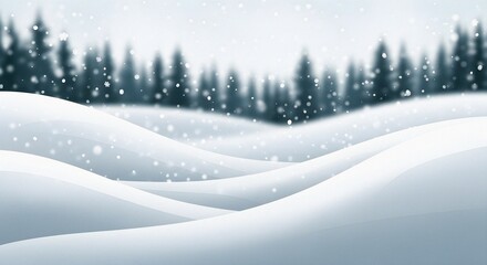 Fototapeta premium Minimal Snowy Landscape Background with Falling Winter Flakes and Christmas Copy Space