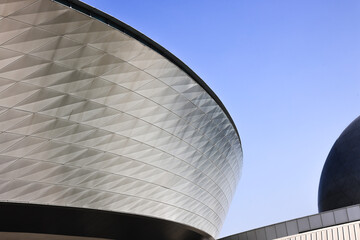 Modern architecture with geometric facade
